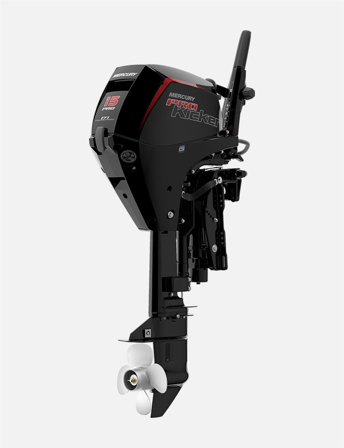 Mercury 15HP EXLHPT EFI ProKicker FourStroke 25" Shaft Tiller Outboard w/ Electric Start & Power Tilt, 1A15461BK