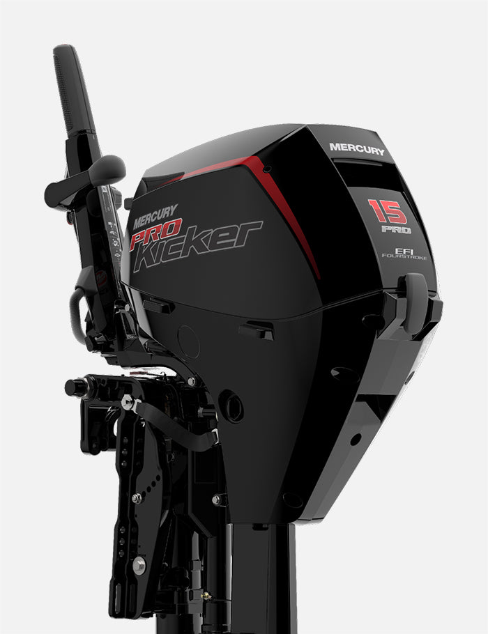 Mercury 15HP EXLHPT EFI ProKicker FourStroke 25" Shaft Tiller Outboard w/ Electric Start & Power Tilt, 1A15461BK