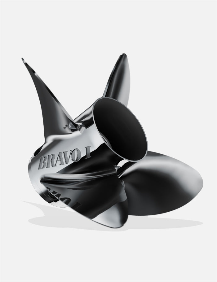 Mercury Bravo 1 FS Propeller. Mercury 4-Blade Stainless Steel Bravo One FS Propeller. Pro-Finished Propeller By Mercury Racing.