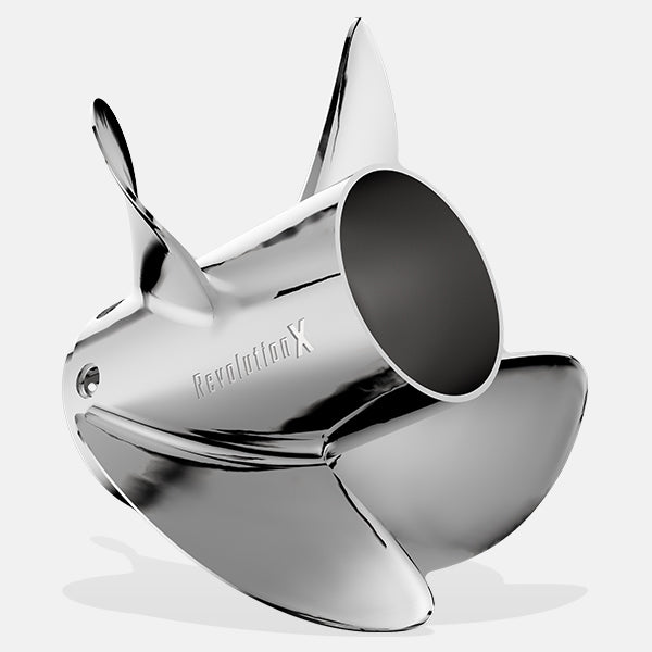 Mercury Revolution X Propellers. Mercury 4-Blade Stainless Steel Propeller For Mercury Verado V10 Outboards With 6.4in. Gearcase.