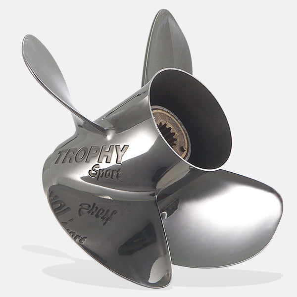 Mercury Trophy Sport Propeller. Mercury 4-Blade Stainless Steel Propeller. Designed For 30-60HP Mercury Outboards. Durability & High Performance Prop.